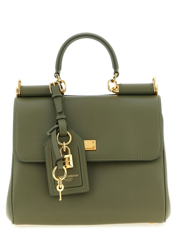 Dolce & Gabbana Plongé calf leather top handle bag in sage green