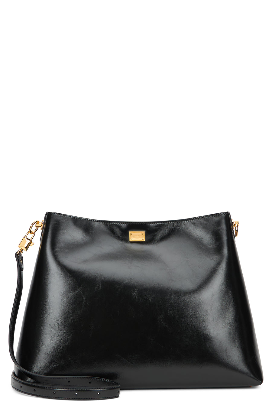 Tote Bag With Shoulder Strap Black Calfskin