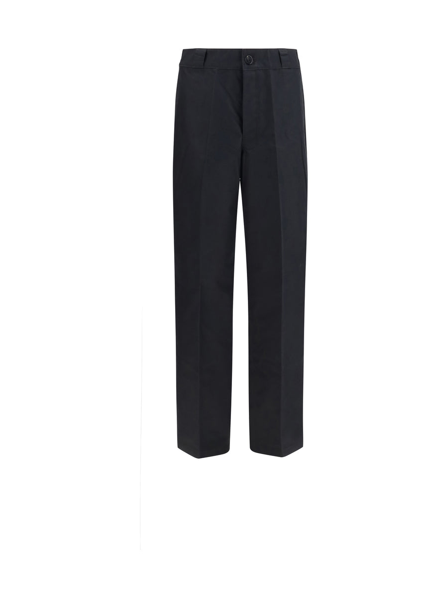 Pants Wide-Leg Canvas Black Cotton Trousers