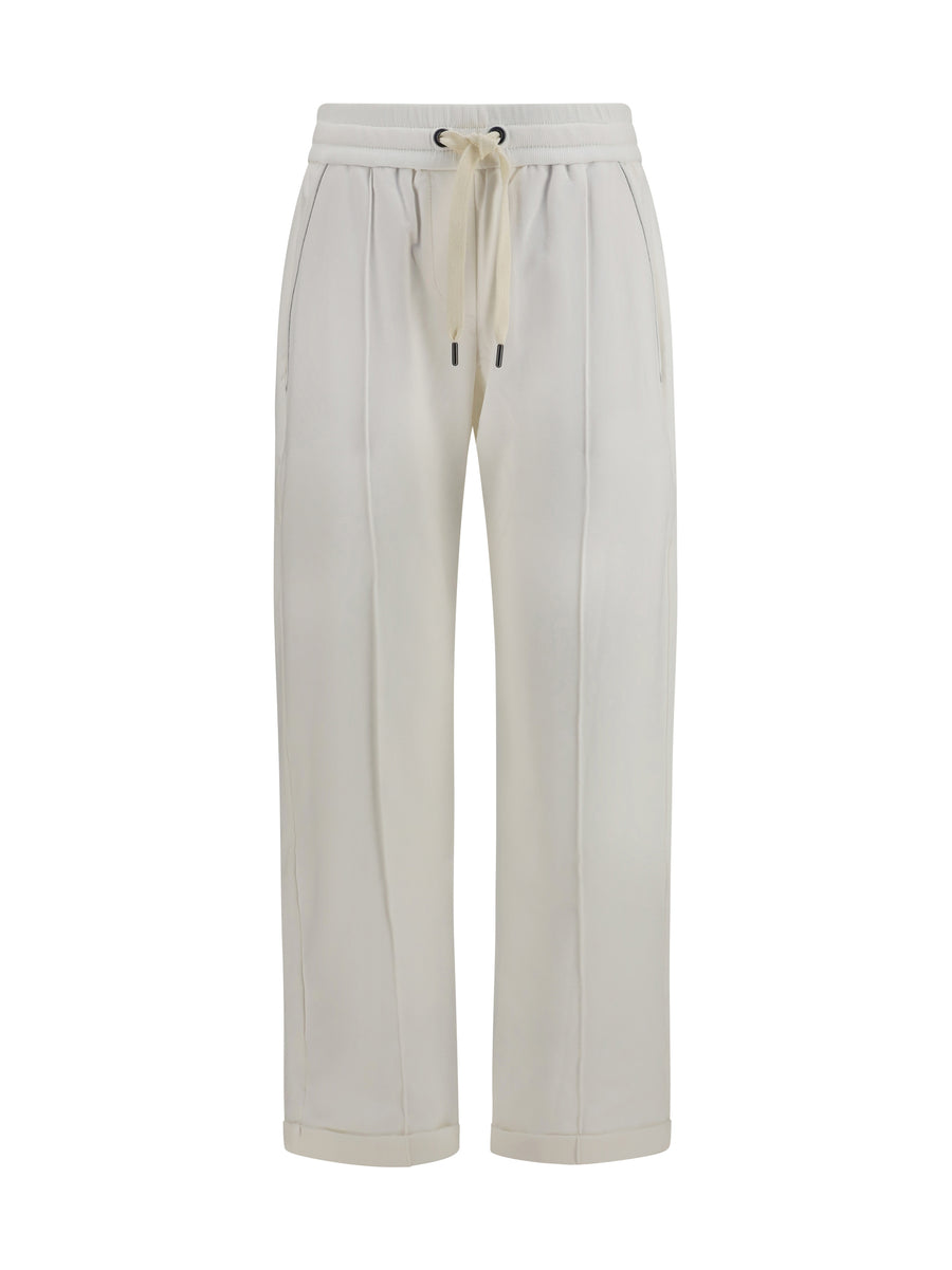 Track Stretch-Fleece Pants With Monili Detailing Naturale Cotton; Elastane