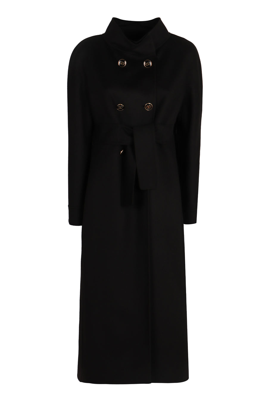 Coat Virgin Wool And Cashmere Black Double Breasted & Peacoats