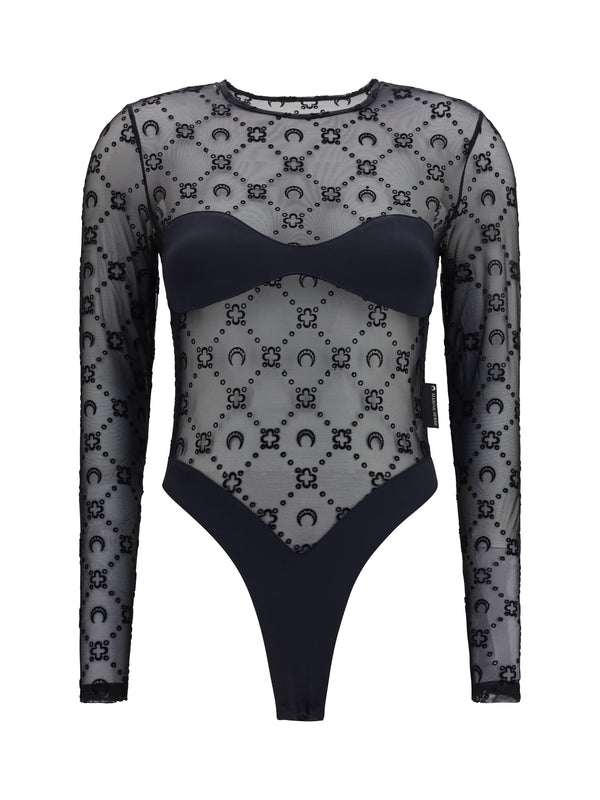 Marine Serre 86% Polyamide bodysuit in black