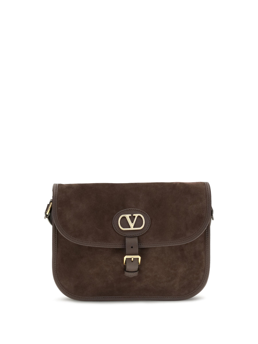 Antibes Suede Shoulder Bag Testa Di Moro/oak Brown Calf Leather Bos Taurus