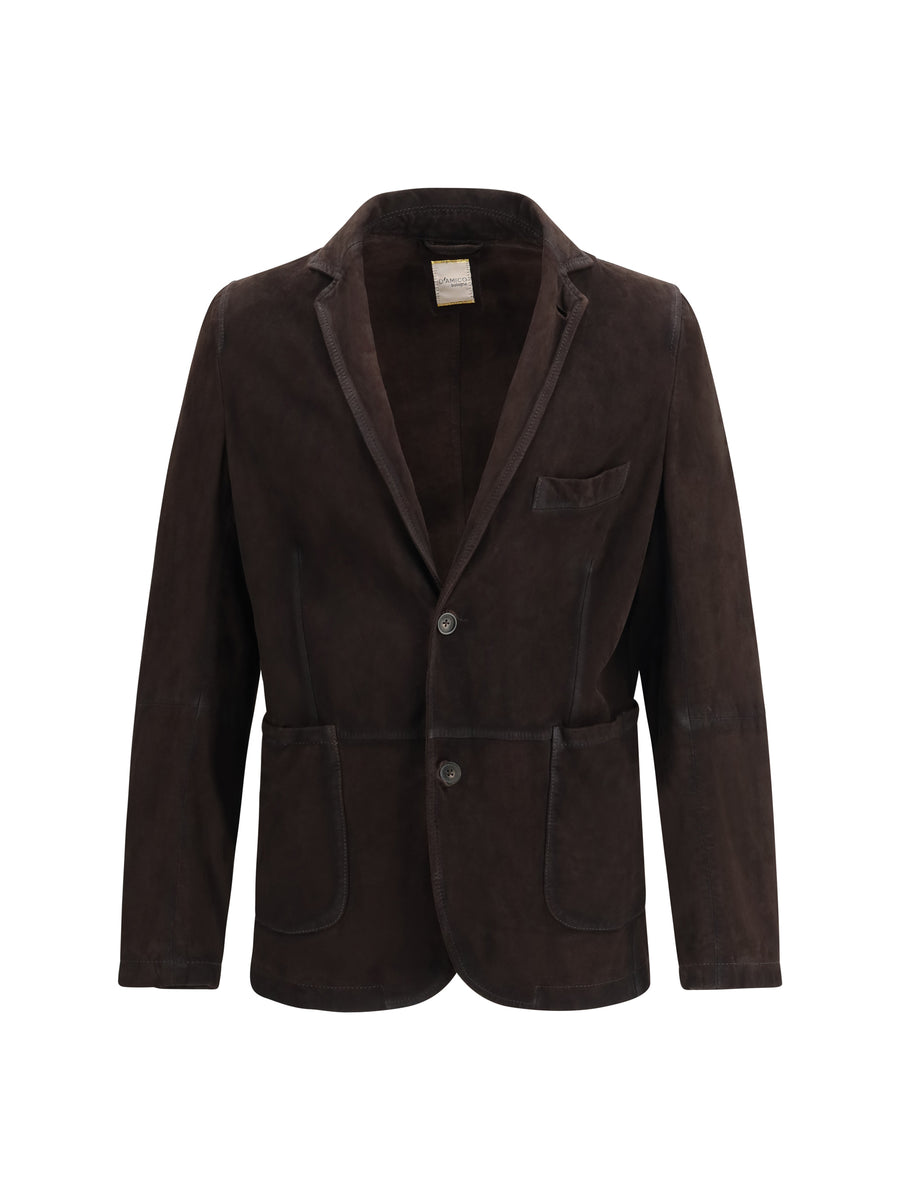D'Amico 100% Lamb Suede blazer in brown