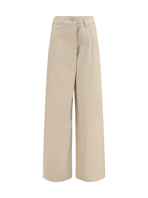 Cotton Loose Wrap Pants With Monili Sandshell