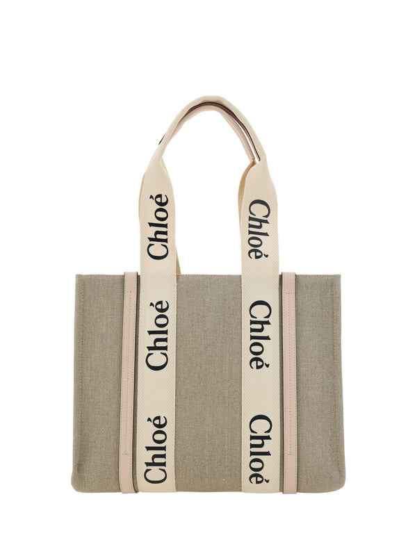 Chloé 100% Linen shoulder bag in beige