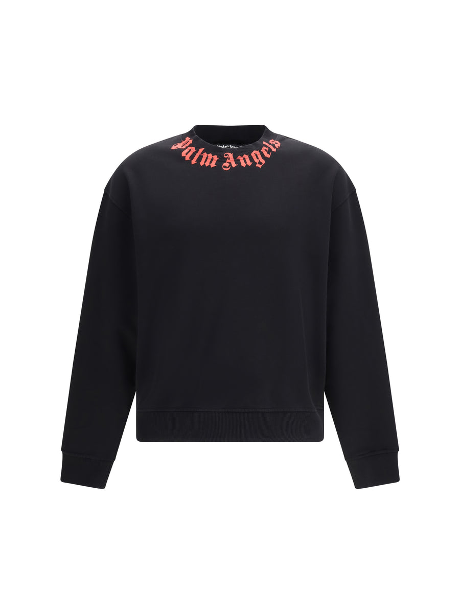 Neck Logo Sweatshirt Black Red Cotton; Elastane Sweatshirts