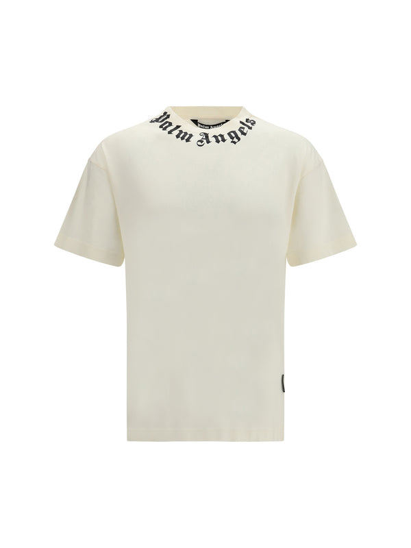 Logo Crewneck T-Shirt Off White - Black Cotton T-shirts