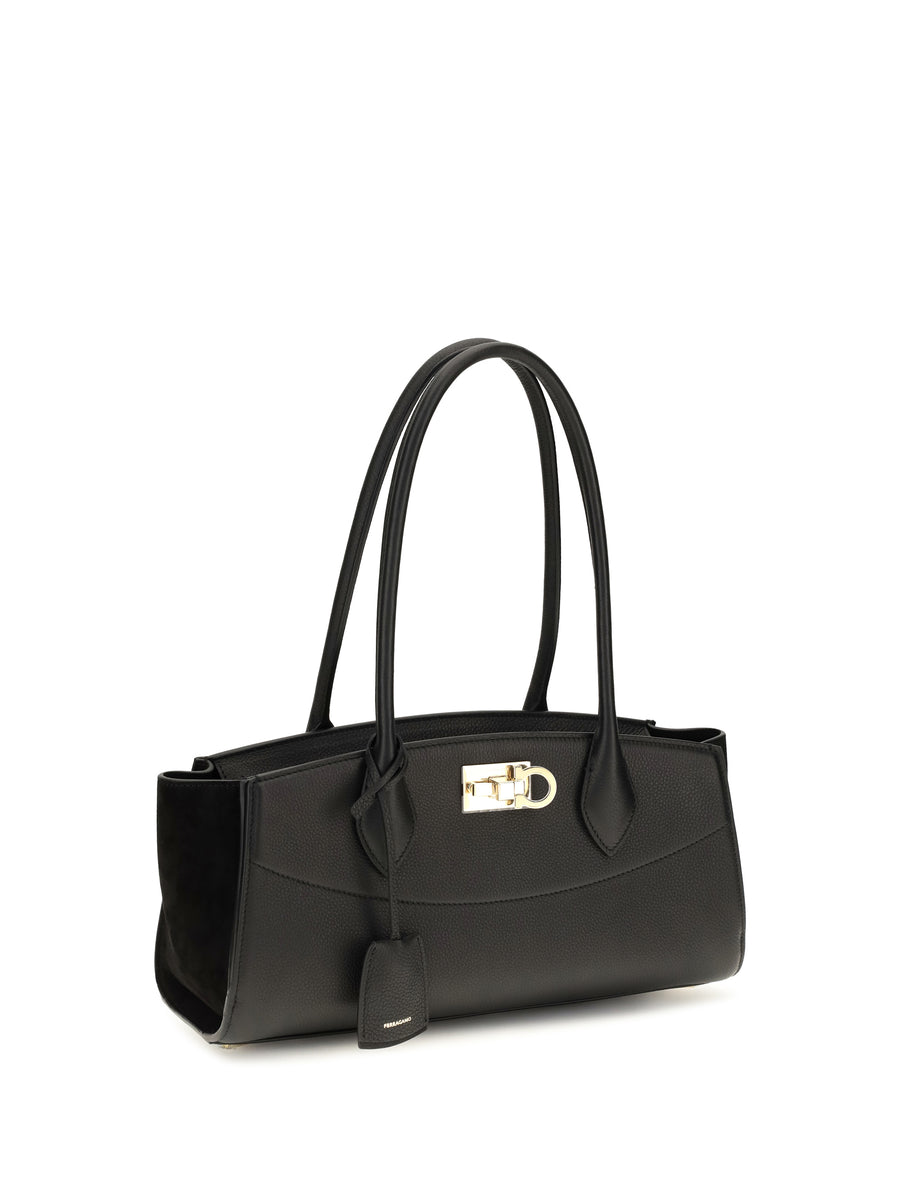 Shoulder Bag Studio Soft East West Black Calf Leather