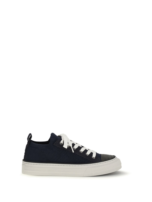 Brunello Cucinelli Upper: 80% cotton sneaker in navy