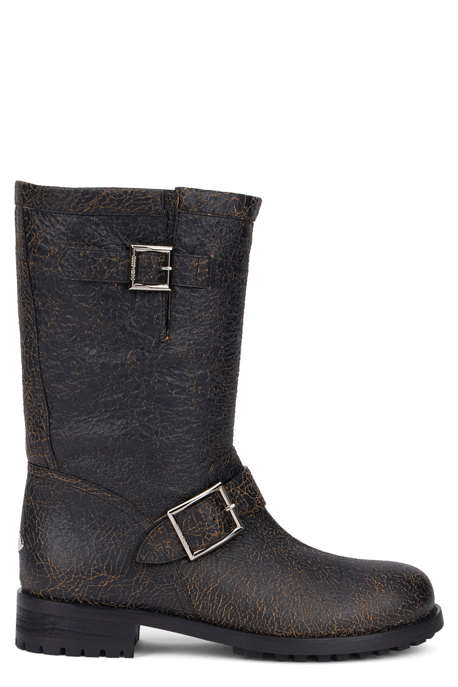 Boots Biker Mid Leather Black-Toffee Black/toffee Lambskin Leather; Rubber Sole