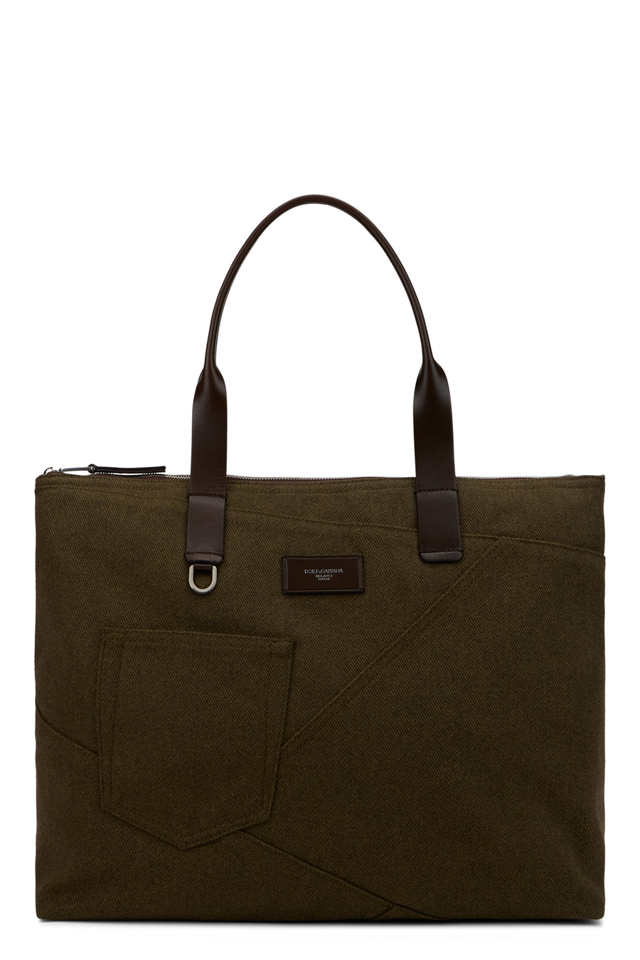 Tote Bag Adamo Patchwork Green-Dark Brown Green/dark Cotton