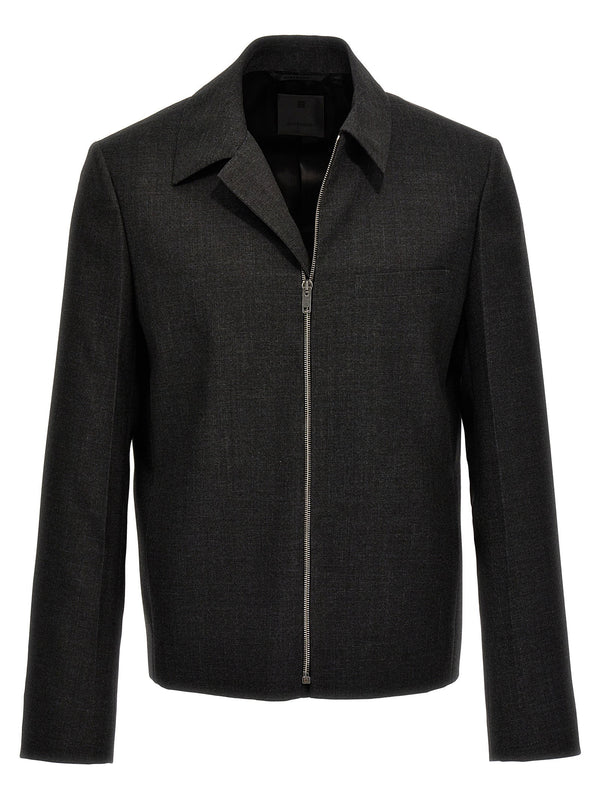 Givenchy Wool Structured Jacket — Charcoal