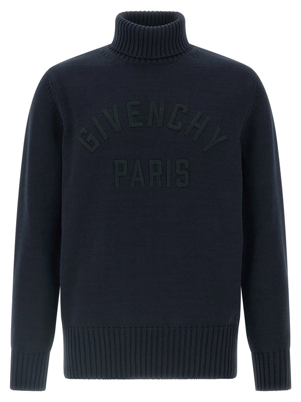 كنزة ياقة عالية شعار تطريز من Givenchy — كحلي