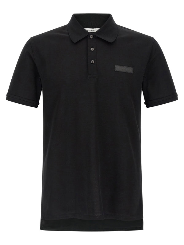 Givenchy Logo Patch Piqué Cotton Polo Shirt — Black