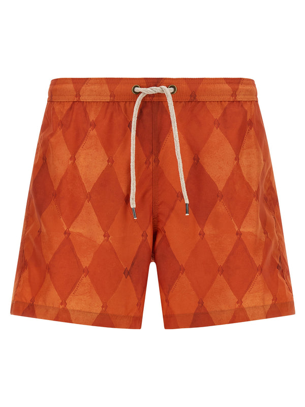 Ballantyne Diamond Jacquard Swim Shorts — Orange