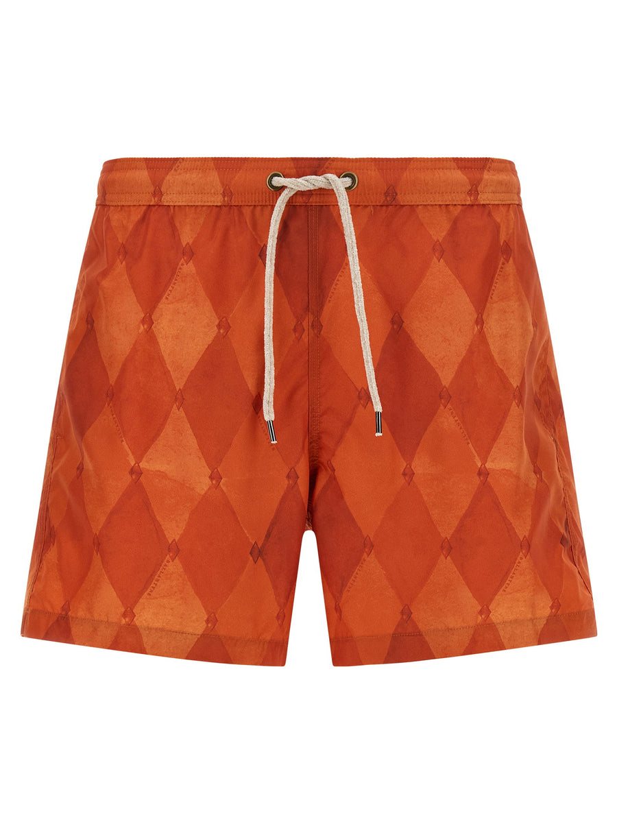Ballantyne Diamond Jacquard Swim Shorts — Orange