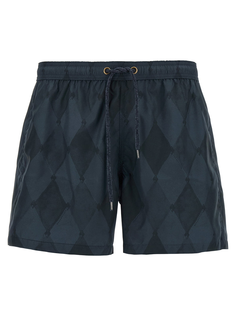 Ballantyne Diamond-Pattern Nylon Swim Shorts — Black