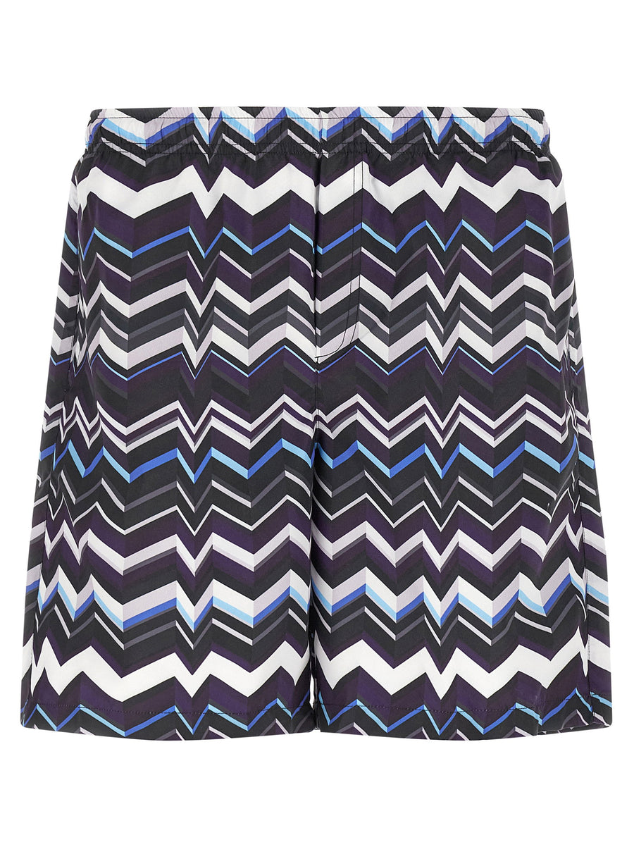 Missoni Irregular Zigzag Print Swimwear — Navy