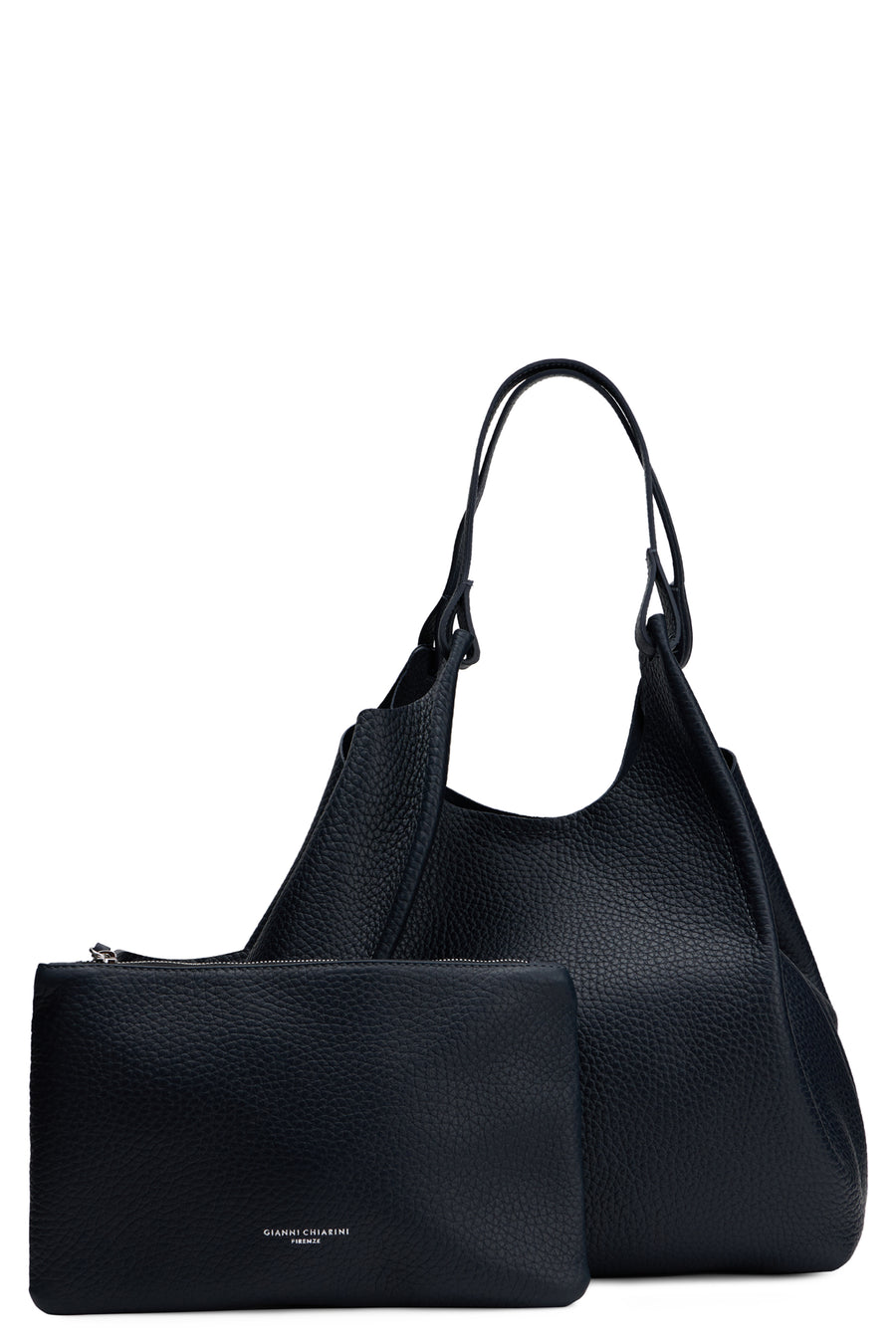 Tote Bag With Pouch, Midnight Blue Calfskin