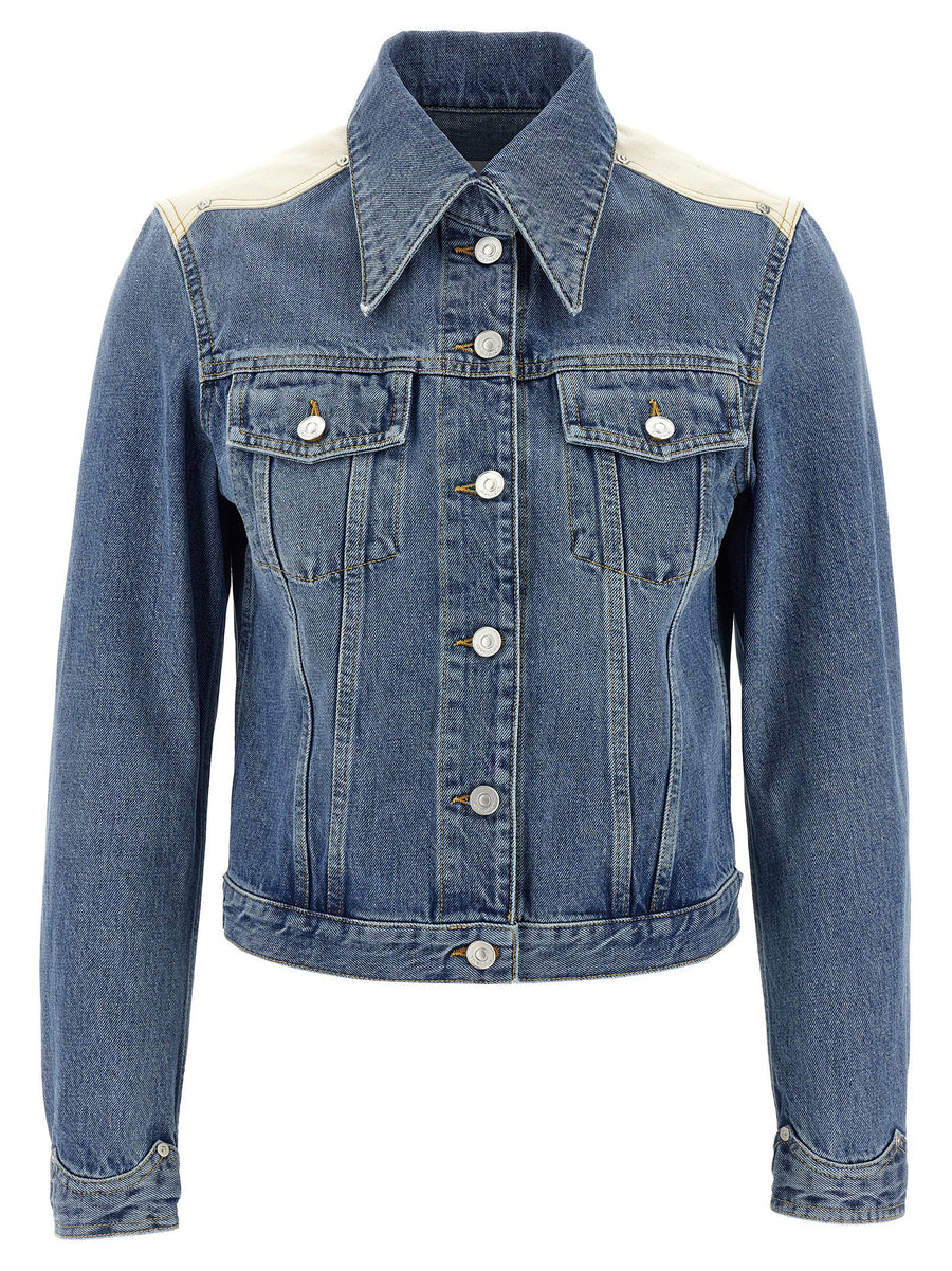 Givenchy Cotton Denim with Canvas Shoulders Jacket — Blue