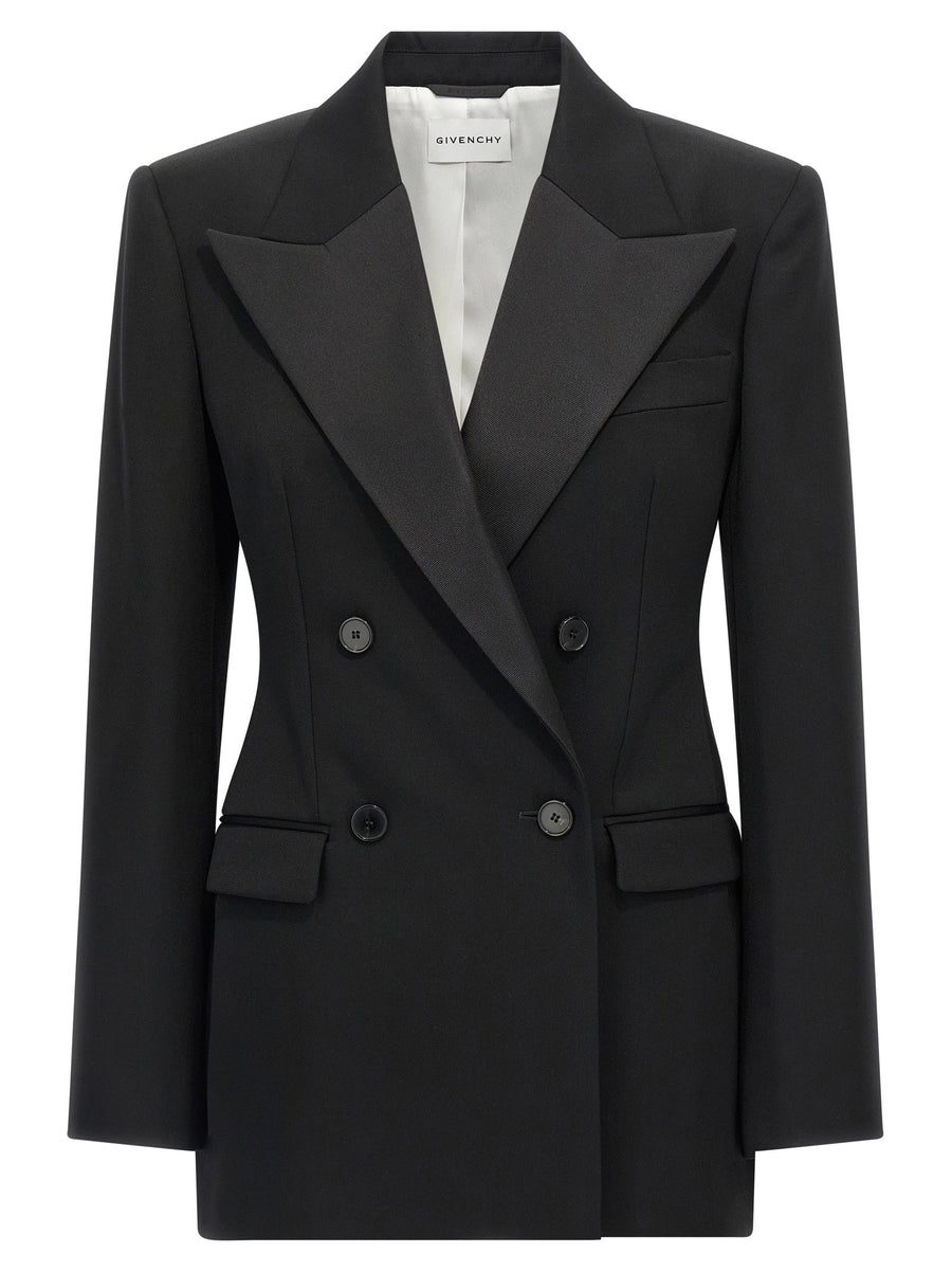 Givenchy Satin Lapel Blazer — Black