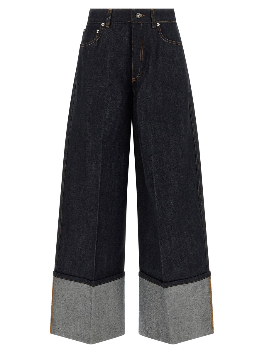 Givenchy Turn-Up Hem Cotton Denim Jeans — Black