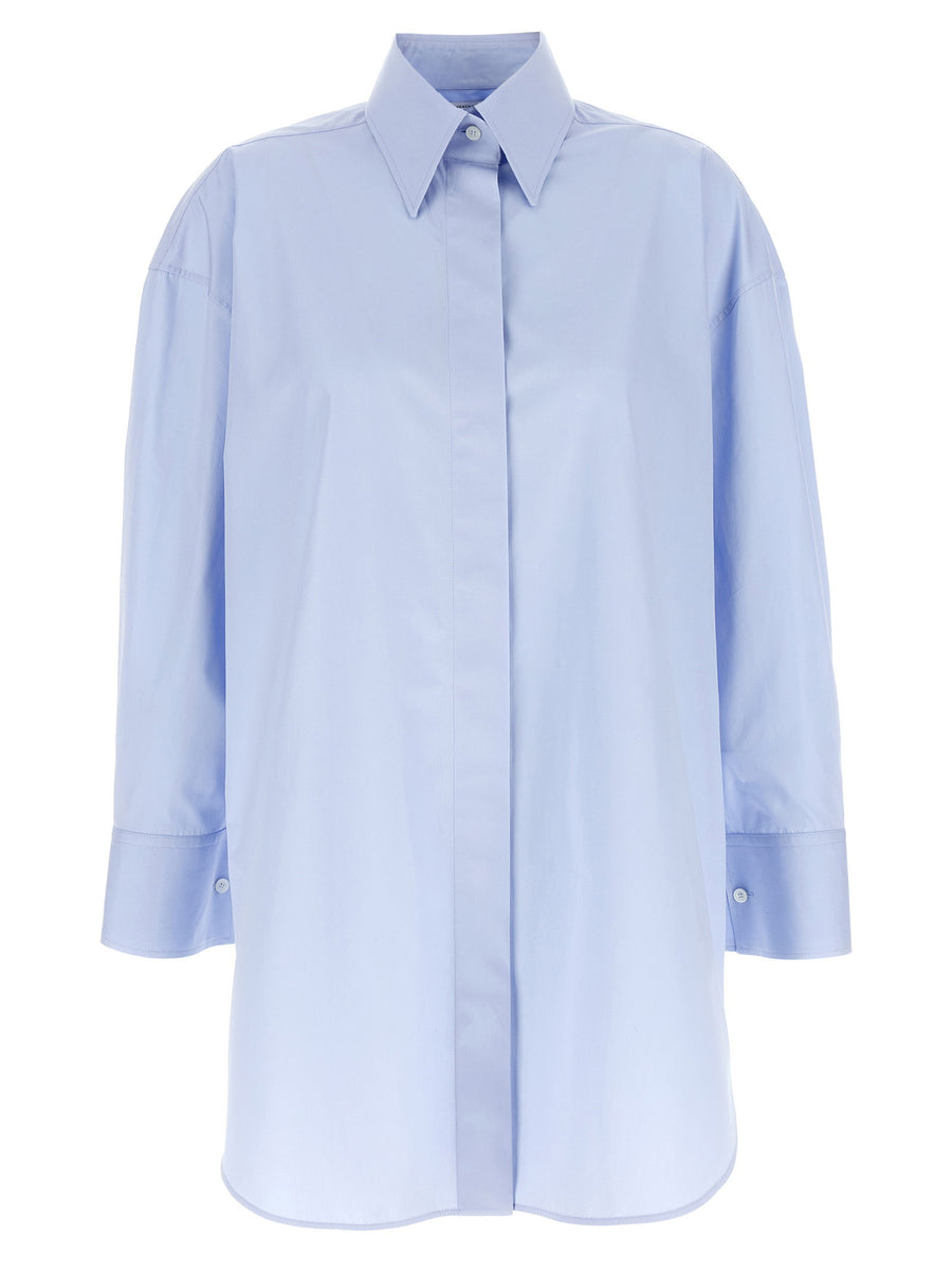Givenchy Asymmetric Cotton Poplin Shirt — Light Blue