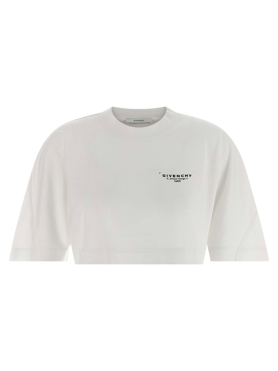Givenchy Logo-Embroidered Cropped T-shirt — White