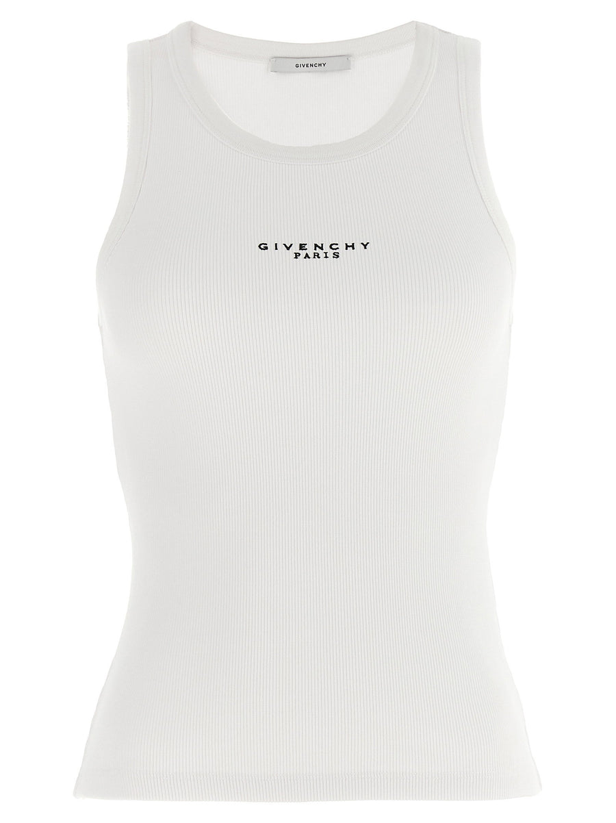 Givenchy Logo-Embroidered Ribbed Cotton Tank Top — white