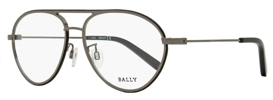 Bally BY5013H Metal/Acetate/Leather eyeglasses in gunmetal
