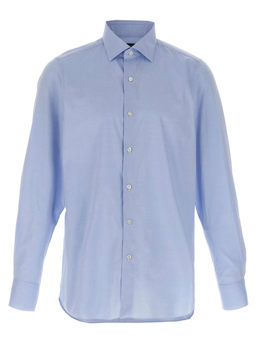 Finamore Cotton Button-Up Shirt — Blue