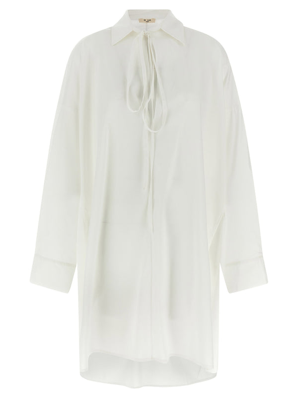 Di.la3 Pari' Oversize Silk Shirt — White