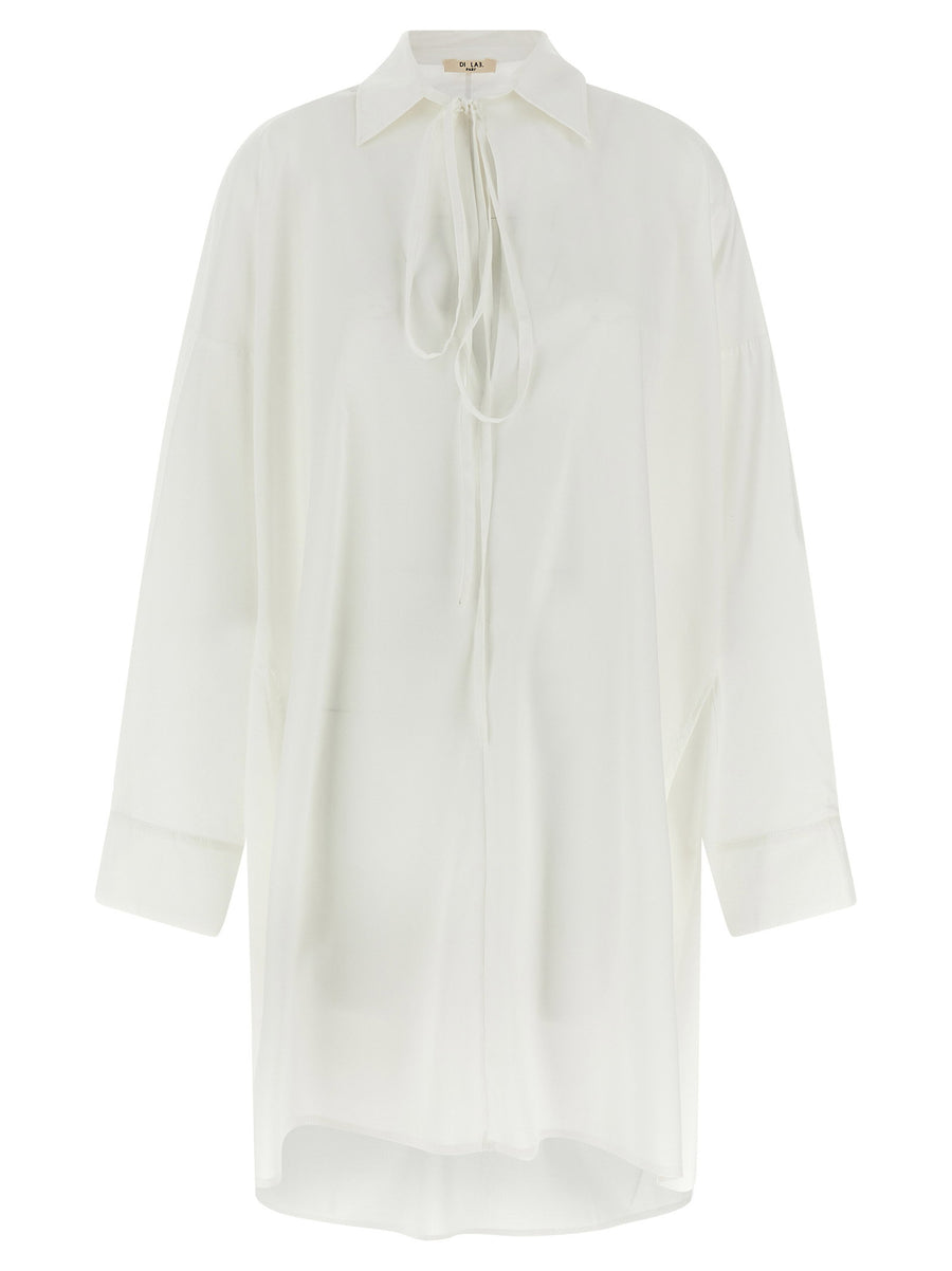 Di.la3 Pari' Oversize Silk Shirt — White