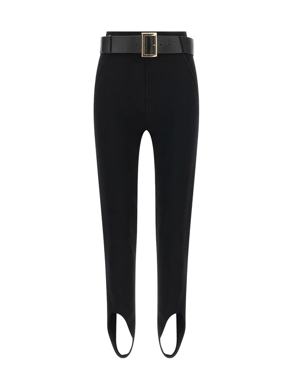 Stretch Jersey Leggings With Belt Black