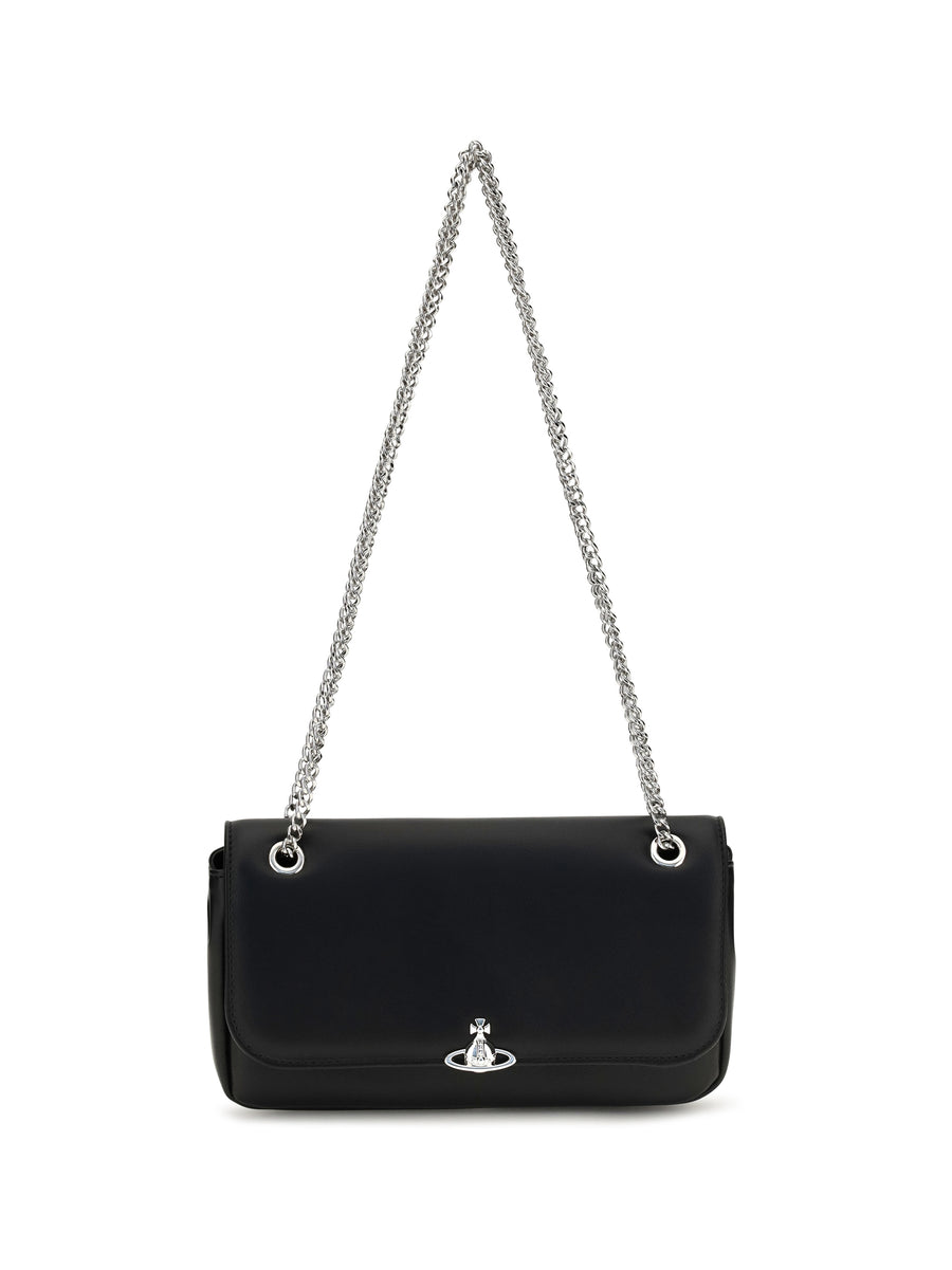 Chain Crossbody Bag Black Polyester Wallet
