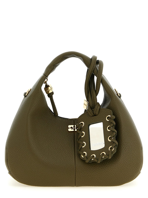 Ganni Mini Hobo Shoulder Bag — olive