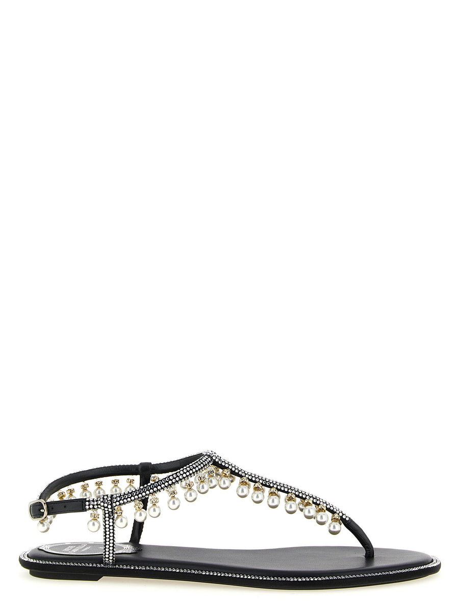 René Caovilla Diana Sandals — Black
