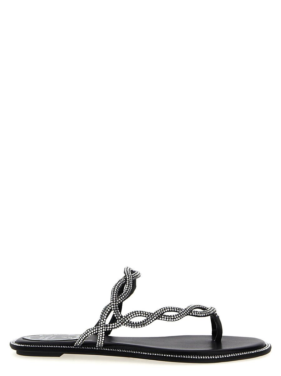 René Caovilla Braid Sandals — Black