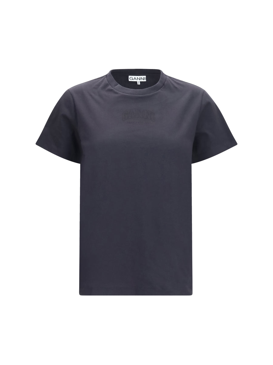Ganni 100% cotton t-shirt in black