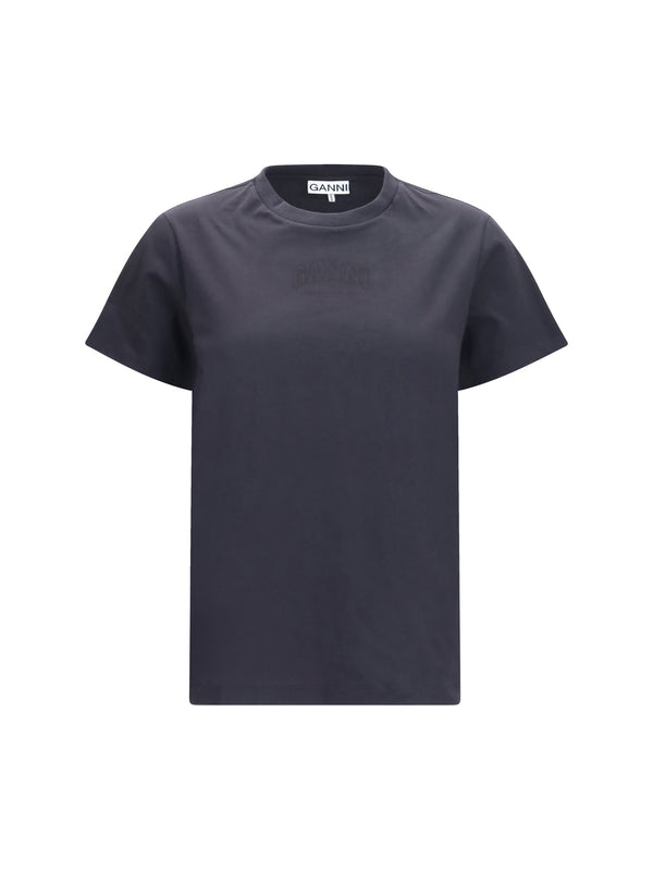 Ganni 100% cotton t-shirt in black