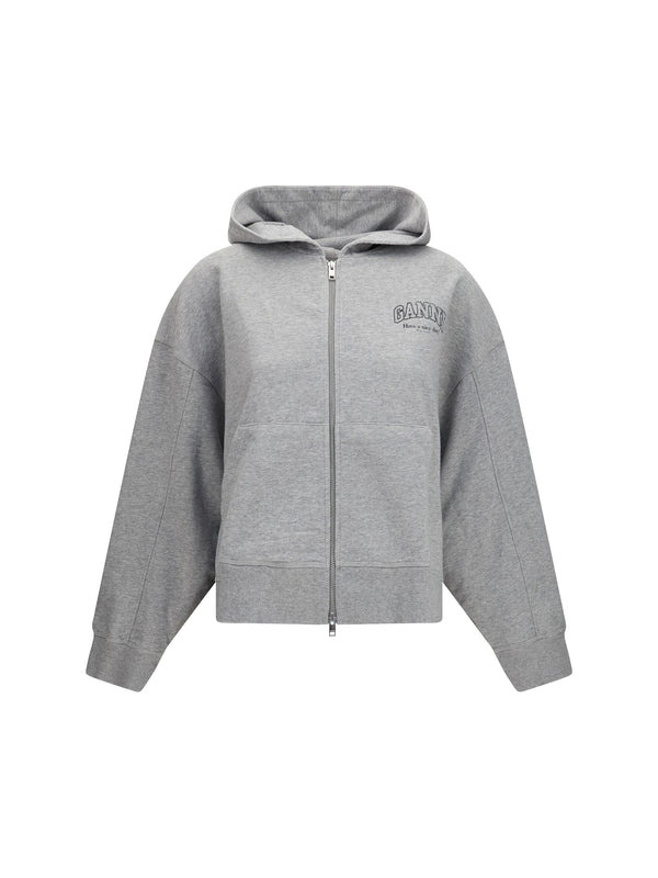Ganni 100% cotton hoodie in gray