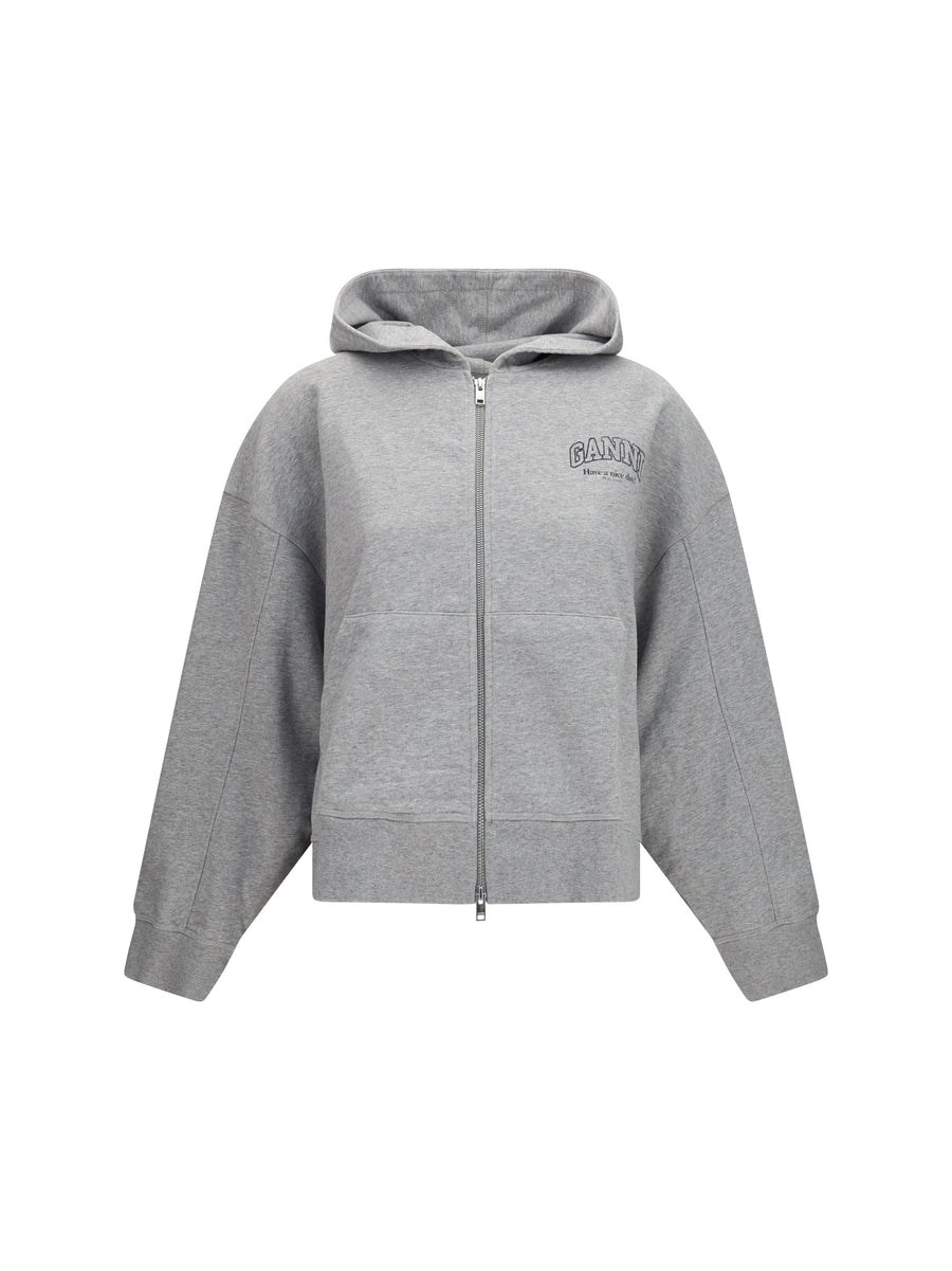 Ganni 100% cotton hoodie in gray
