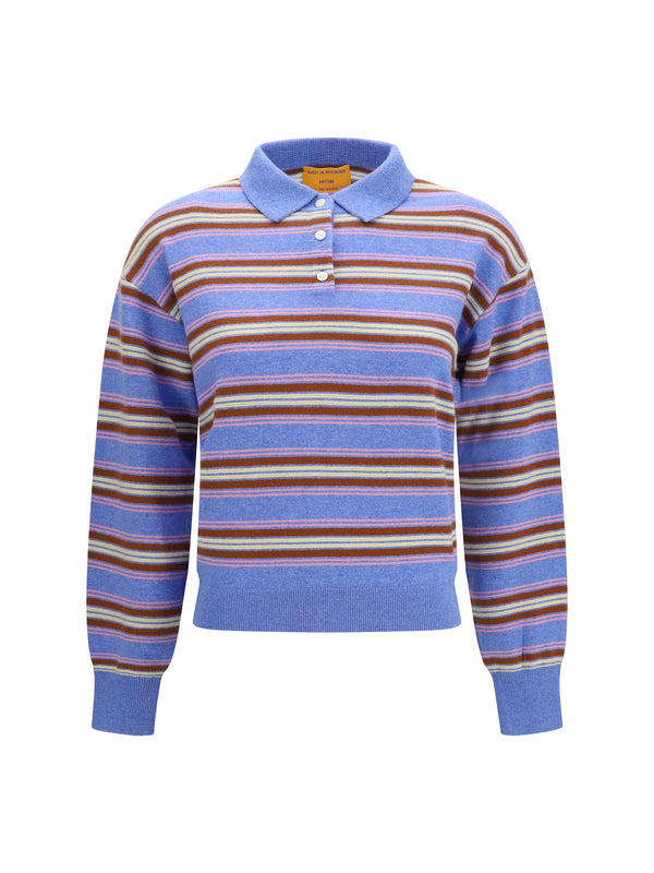College Striped Polo Sweater Delft Blue Combo Kaschgora