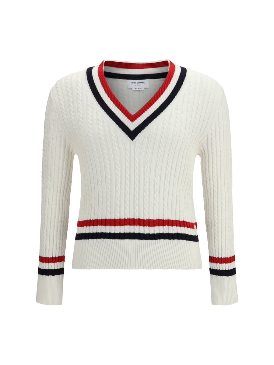Thom Browne 100% Cotton sweater in white