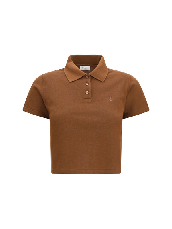 Saint Laurent 100% cotton polo shirt in brown