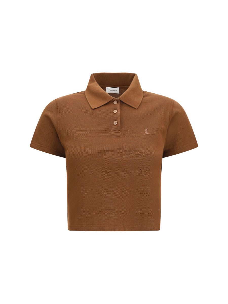 Saint Laurent 100% cotton polo shirt in brown