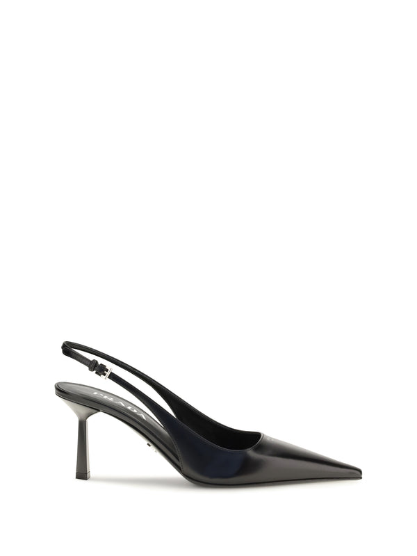 Prada UPPER: 100% CALF LEATHER BOS TAURUS; SOLE: 100% CALF LEATHER BOS TAURUS slingback pump in black