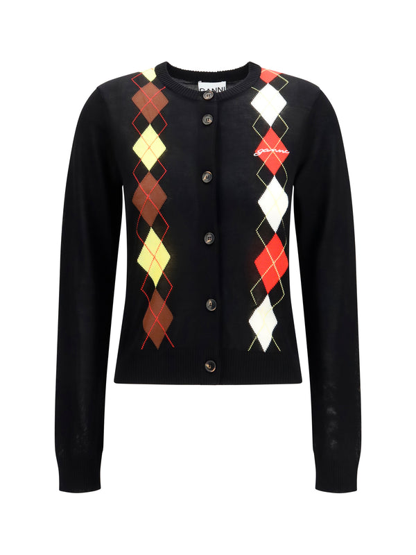 Ganni 100% Cotton cardigan in black