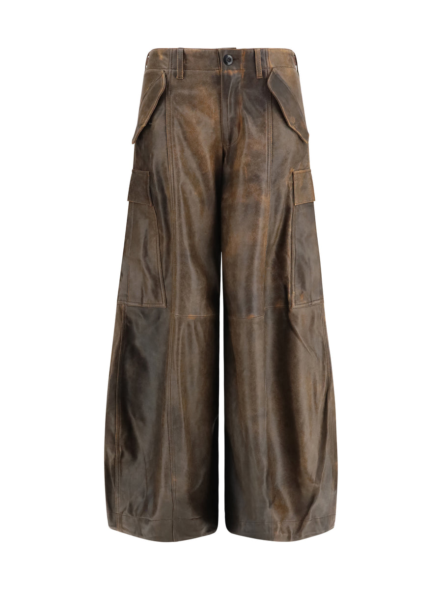 Leather Cargo Pants Brown Lamb Ovis Aries